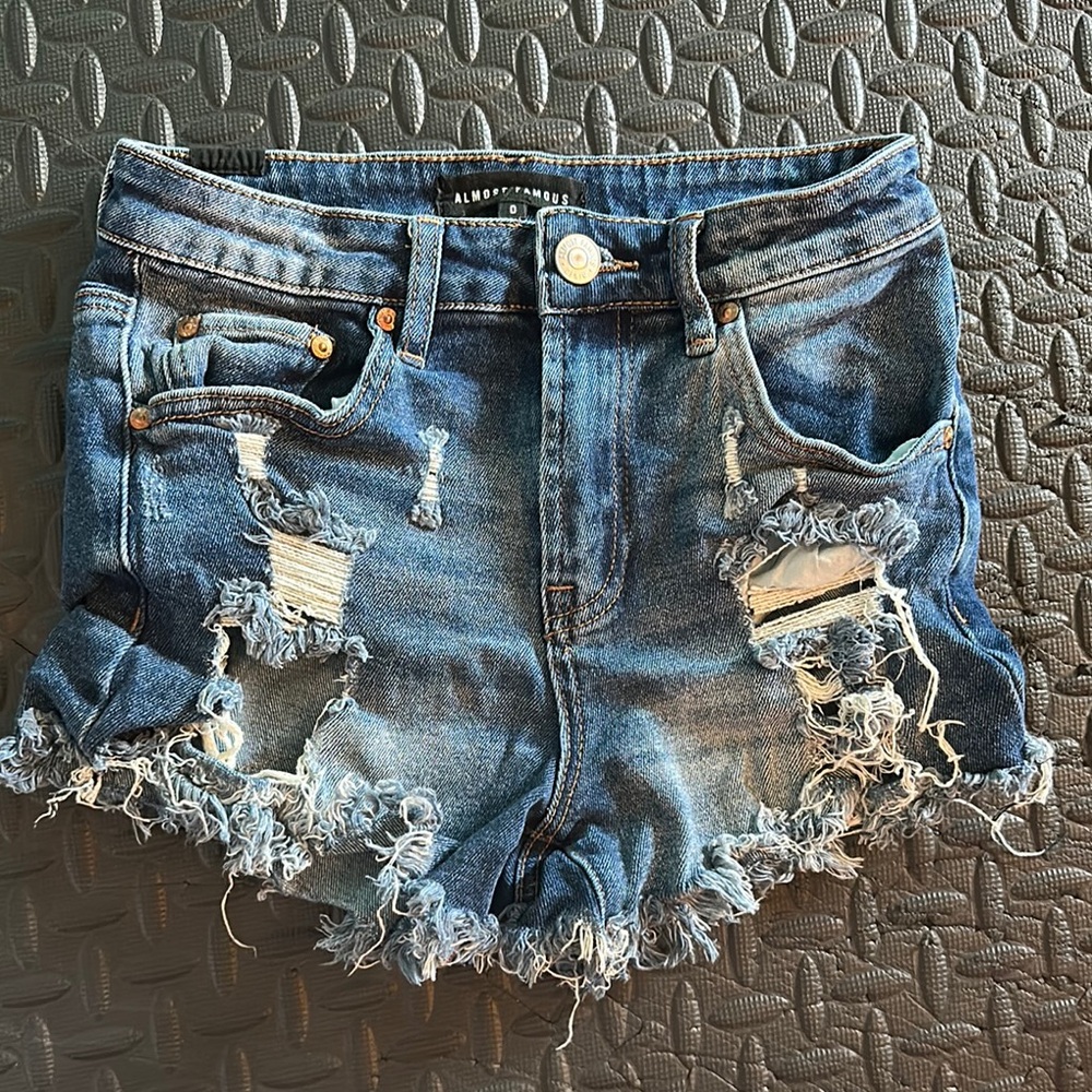 Almost Famous Blue Distressed Jean Shorts